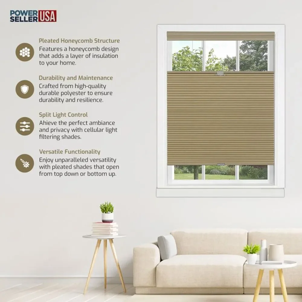 Cordless Window Blinds Cellular Top-Down Bottom-Up Honeycomb Pleated 3/8